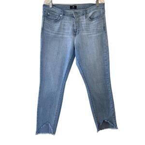 7 For All Mankind The Ankle Skinny Jeans Women Size 32 Light Wash Frayed Hem